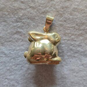 Silver 925 Elegant Puffy Bunny Necklace Pendant